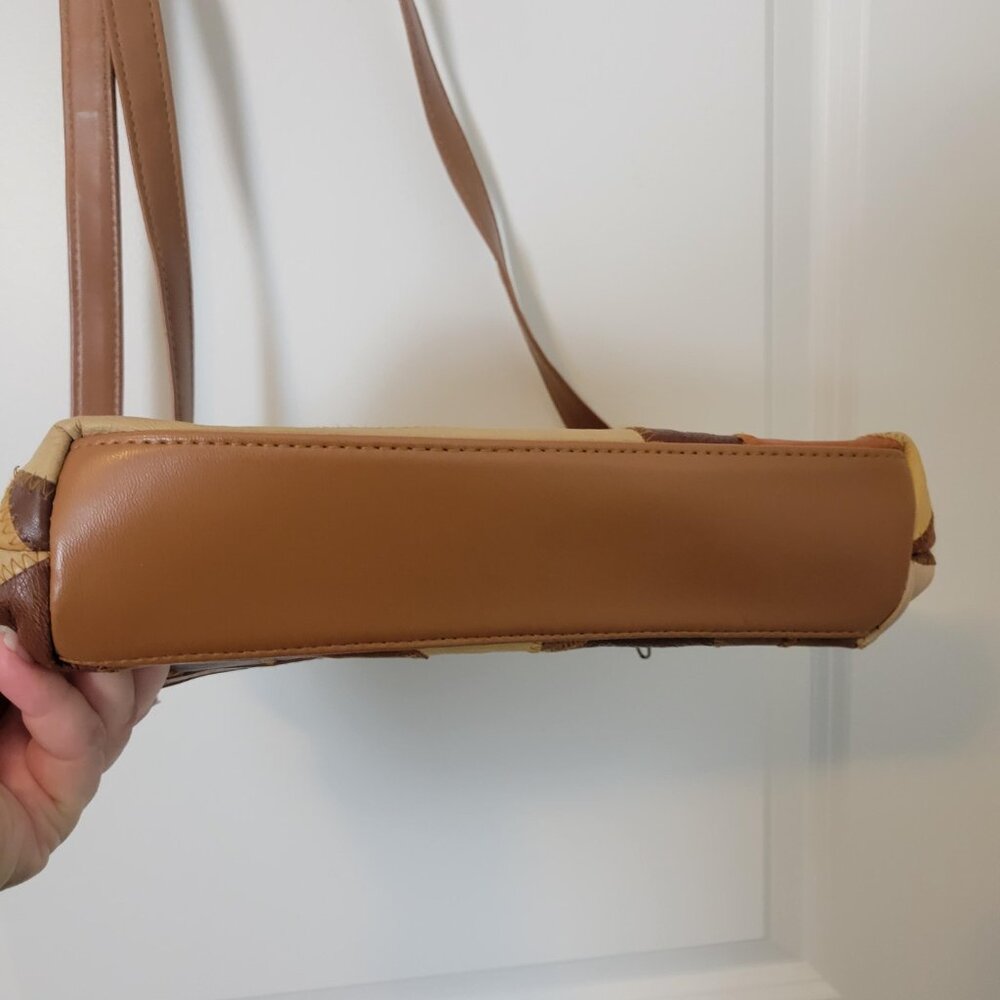 Vtg Boho Patchwork Multi Color Handbag Purse Leat… - image 8